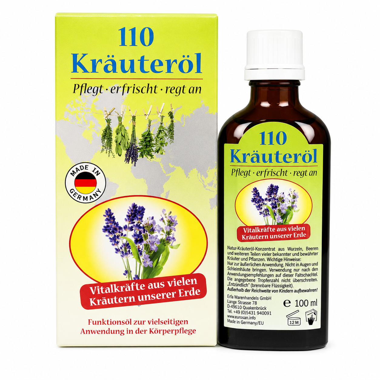 110 Kruidenolie Massageolie 100ml | Lavendel & Pepermunt | Kräuteröl