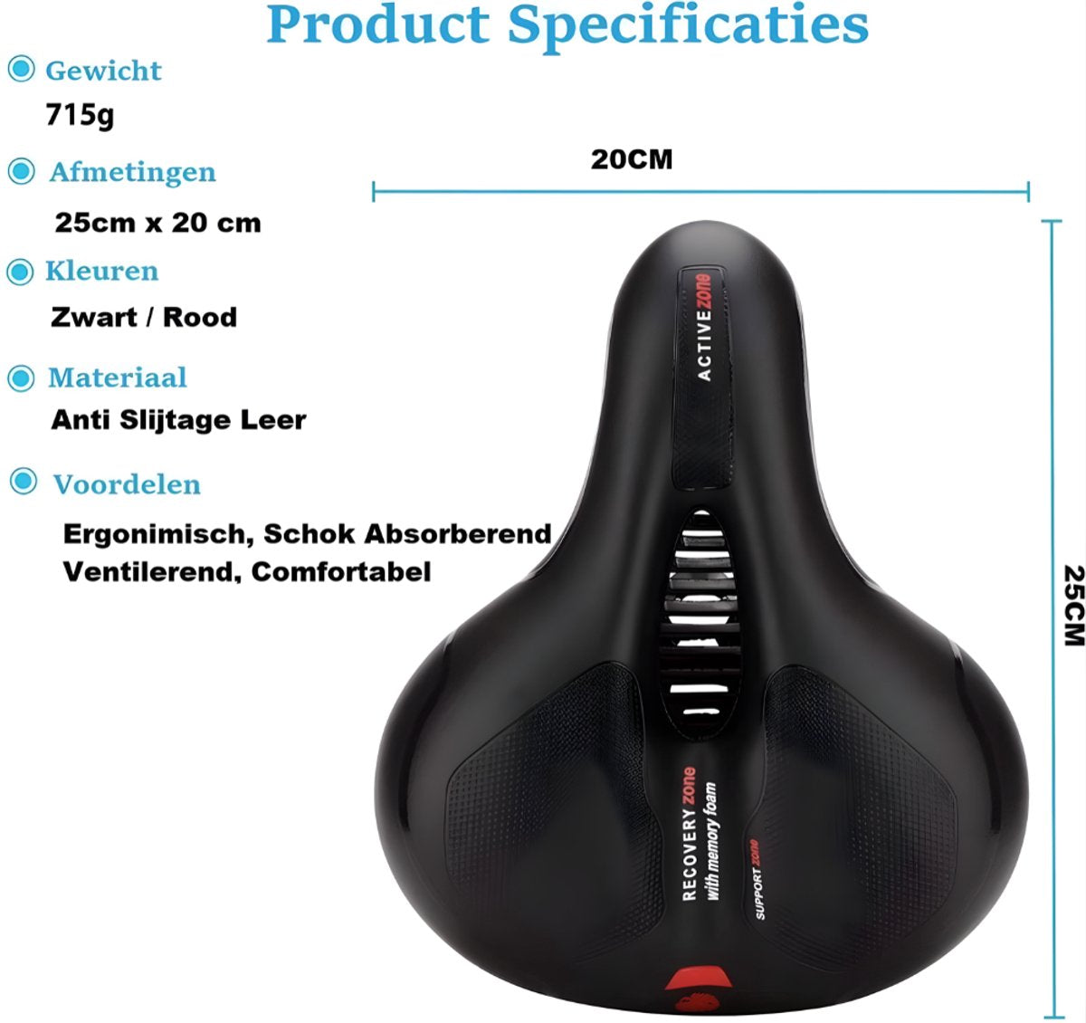 Pro 2.0 Fietszadel Comfortabel Zacht Memory Foam Fietszadel