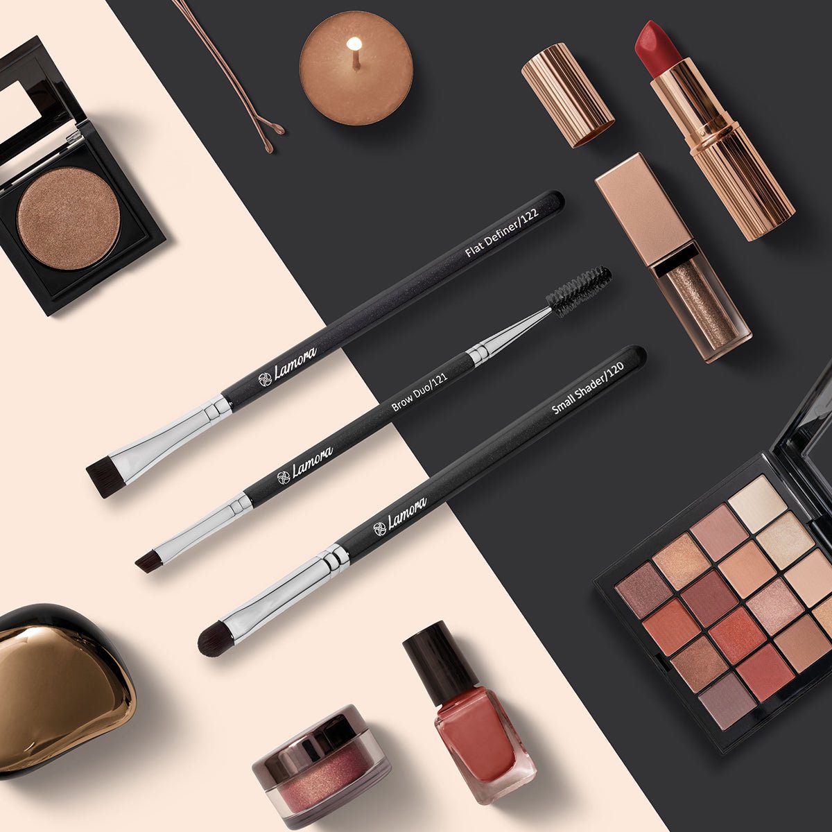 Lamora Wenkbrauw Kwasten Set – 3-Delig | Vegan & Cruelty Free