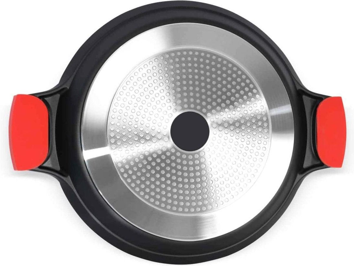 Royal Cuisine Amsterdam Paella pan 32 cm – antiaanbaklaag Steencoating - voor Inductie en alle warmtebronnen - Met afneembare siliconen handvatten.