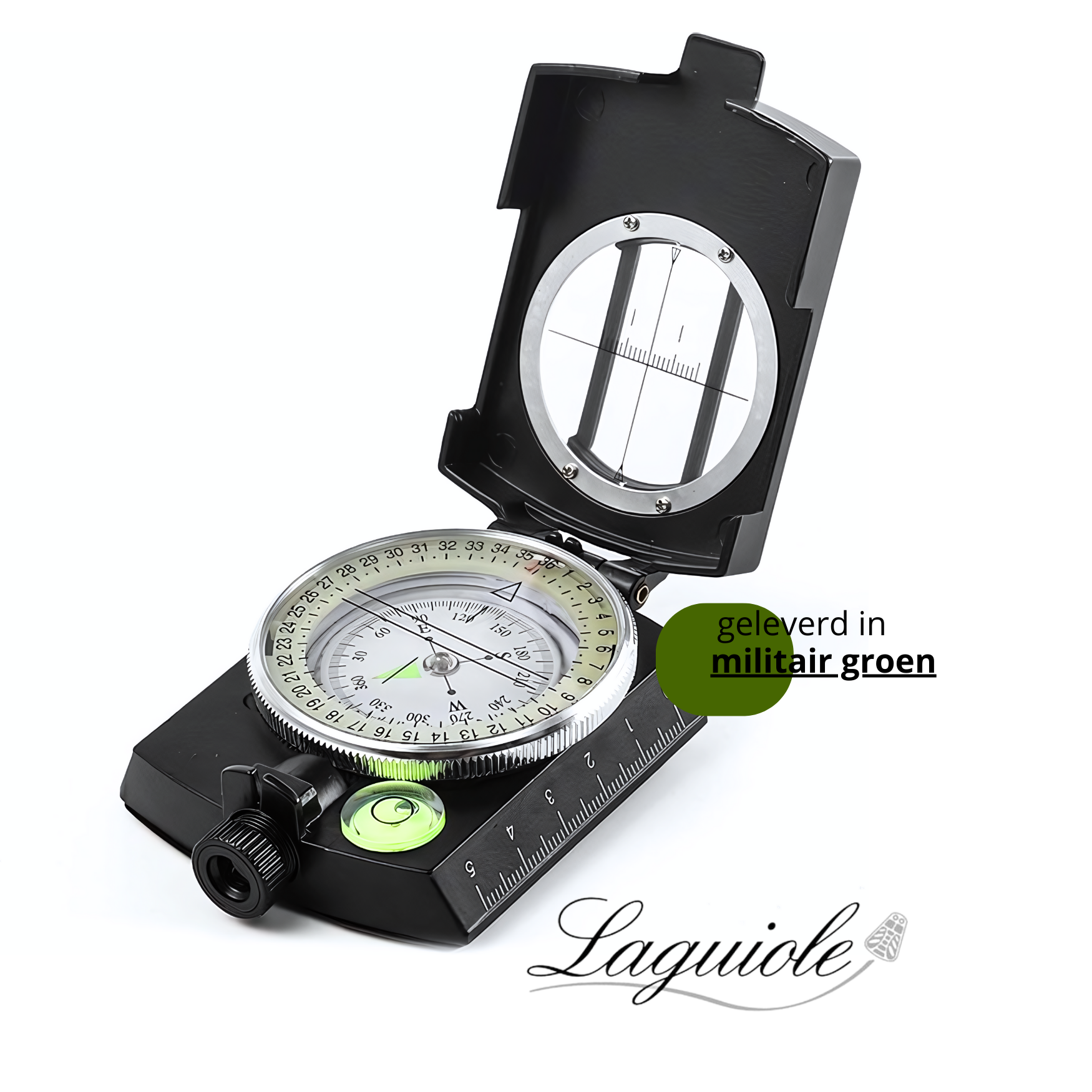 Laguiole Professioneel Kompas multifunctioneel met draaibaar frame en tasje voor outdoor, survival en wandelen
