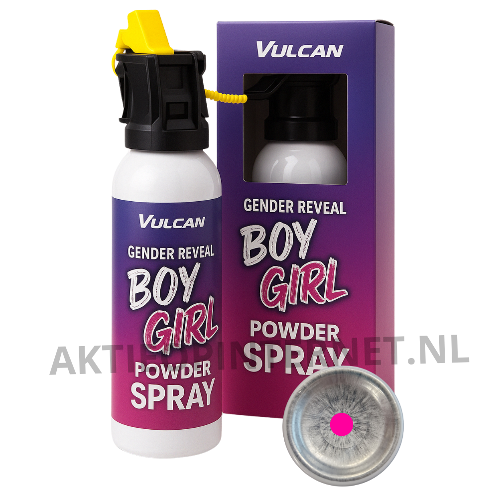 Vulcan - Gender reveal brandblusser - Roze - Gender reveal - Gender reveal versiering - Babyshower -Poederspray