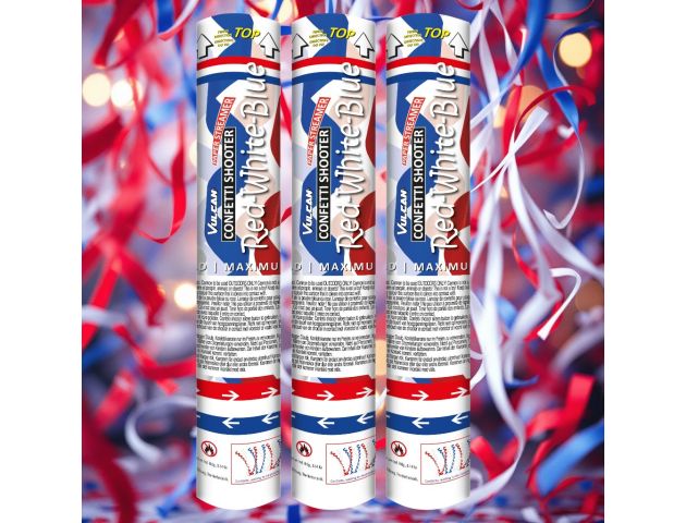 Confetti shooter Red-White-Blue - 3 stuks