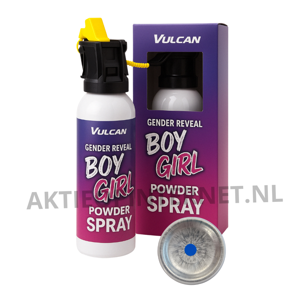 Vulcan - Gender reveal brandblusser - Blauw - Gender reveal - Gender reveal versiering - Babyshower - Poederspray - Brandblusser blauw