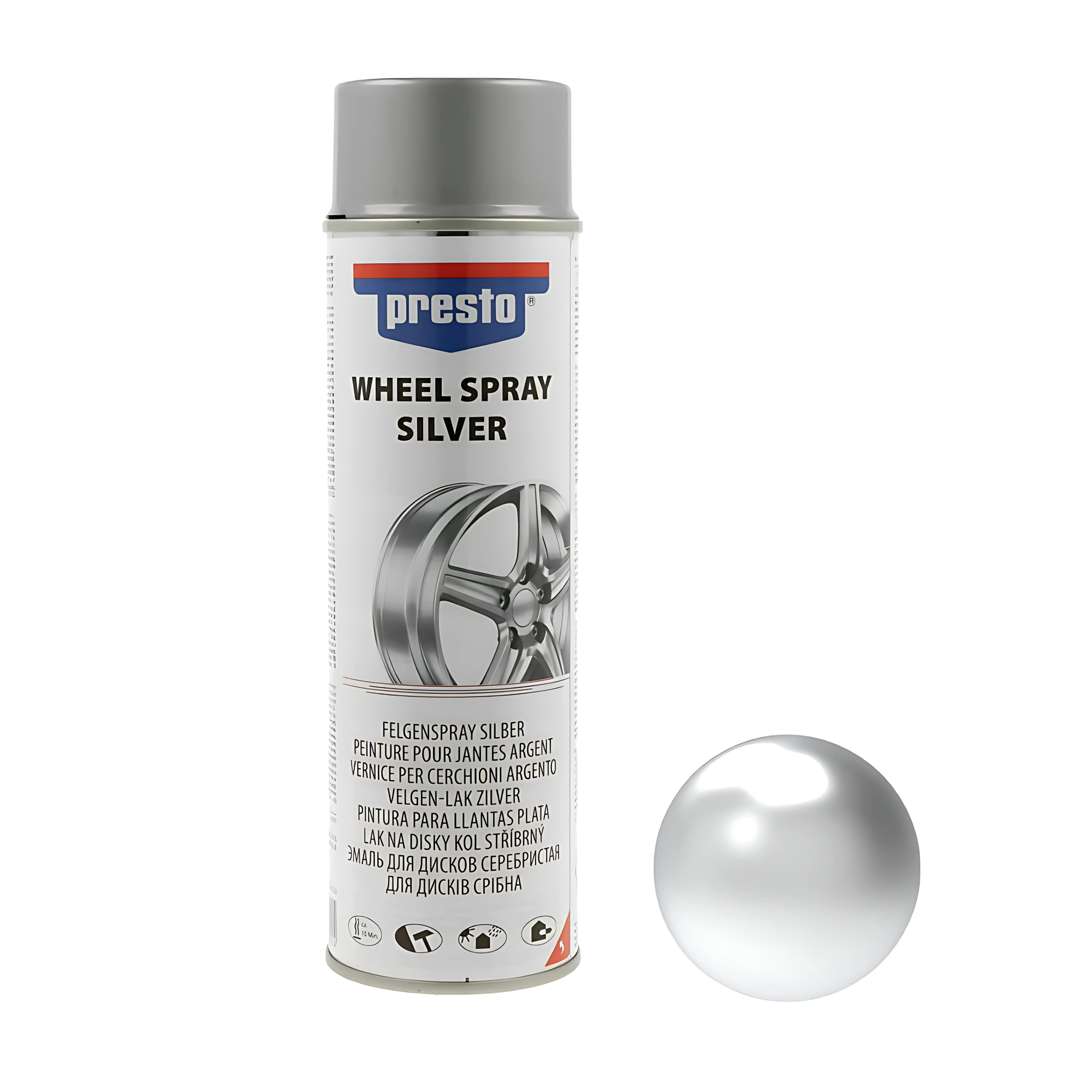 Presto Wielzilver - Velgenspray Zilver - 500 ml