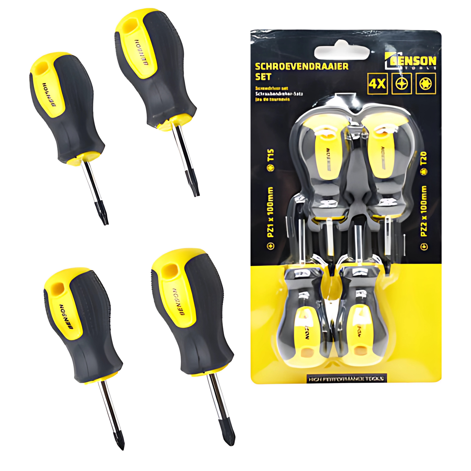 4-delige stubby schroevendraaier set