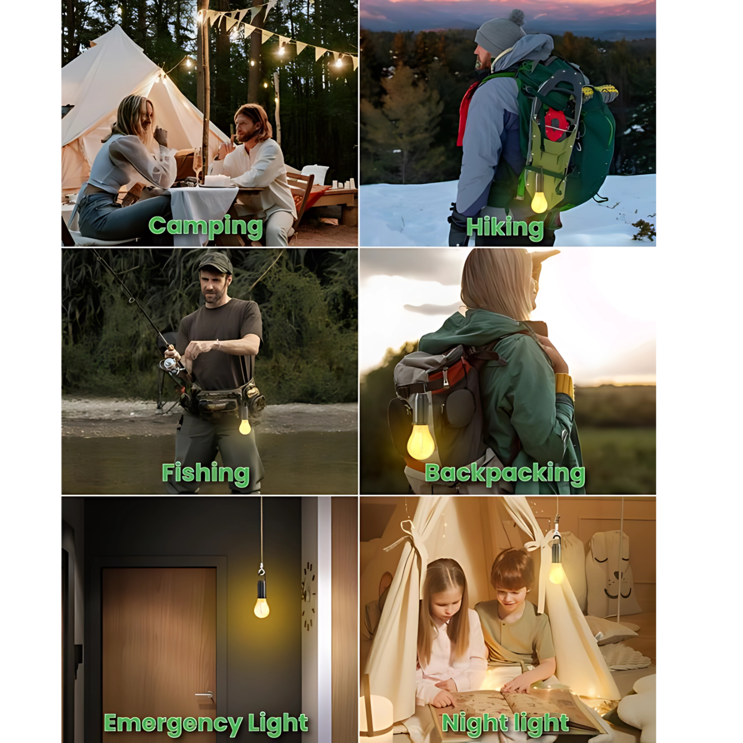 Benson Oplaadbare campinglamp met karabijnhaak - 100 lumen - LED - lichtgewicht - Type-C USB