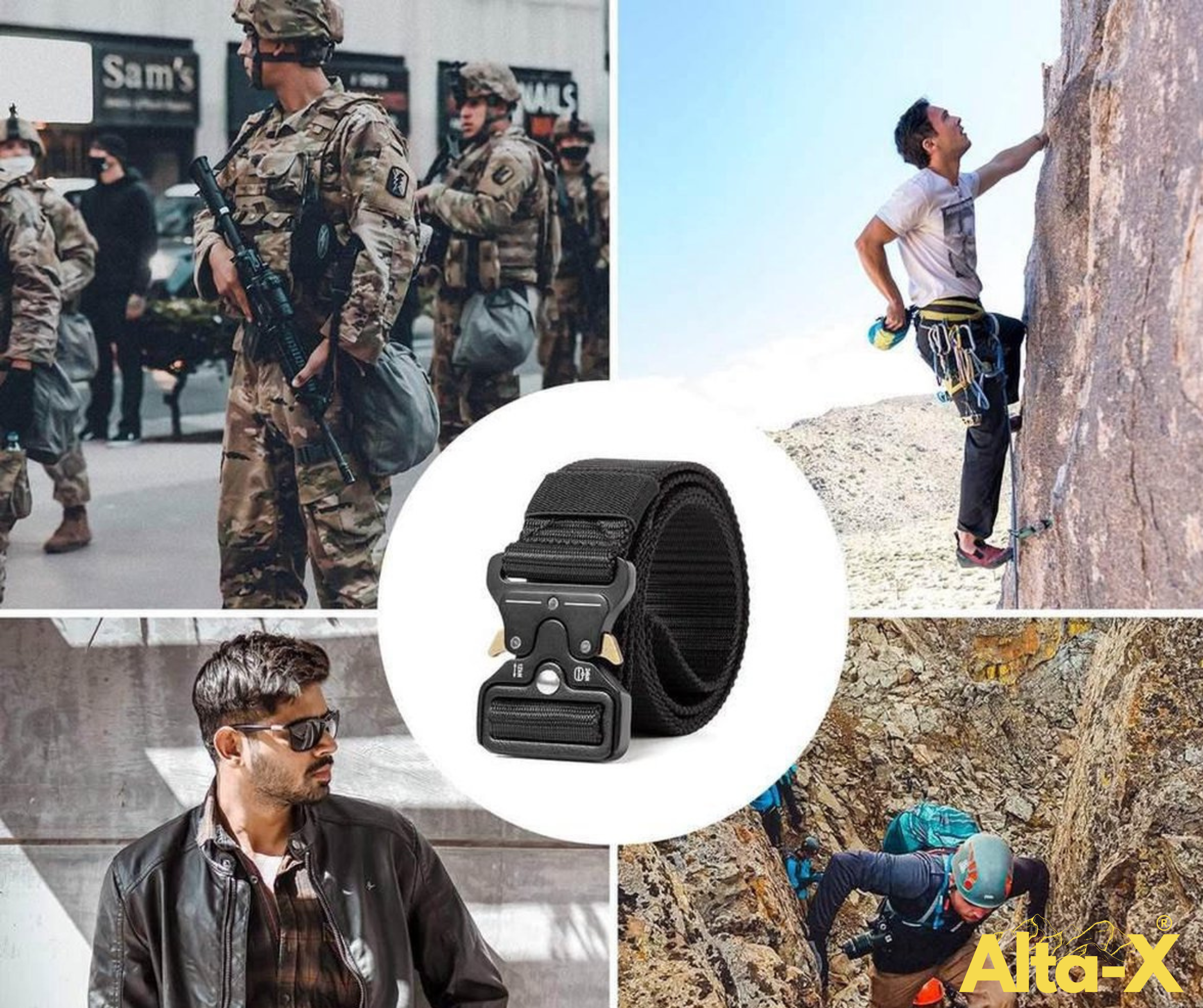 Alta-X - Tactical Belt - Werkriem - Veiligheidsriem - Heup Riem - Quick Release - 125 CM - Verstelbaar - Zwart - klik riem