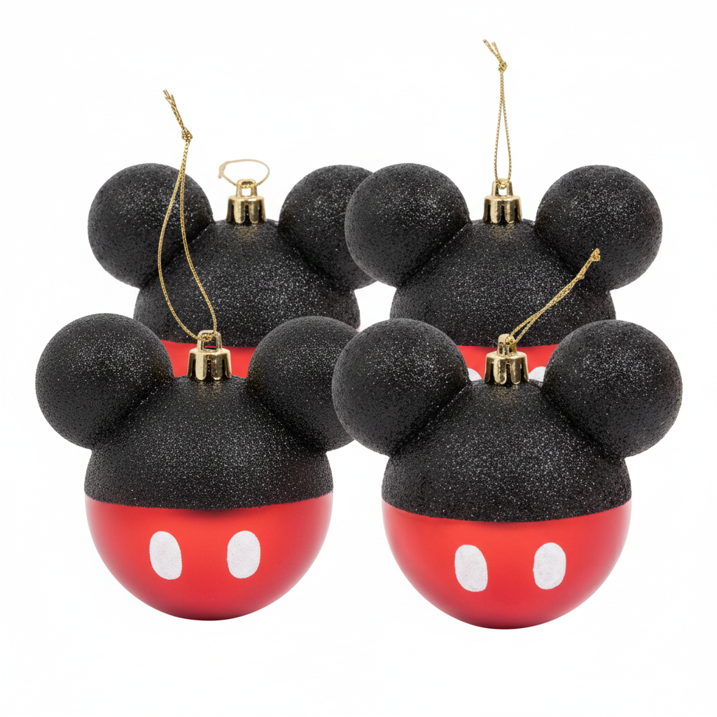 4 Mickey Mouse kerstballen