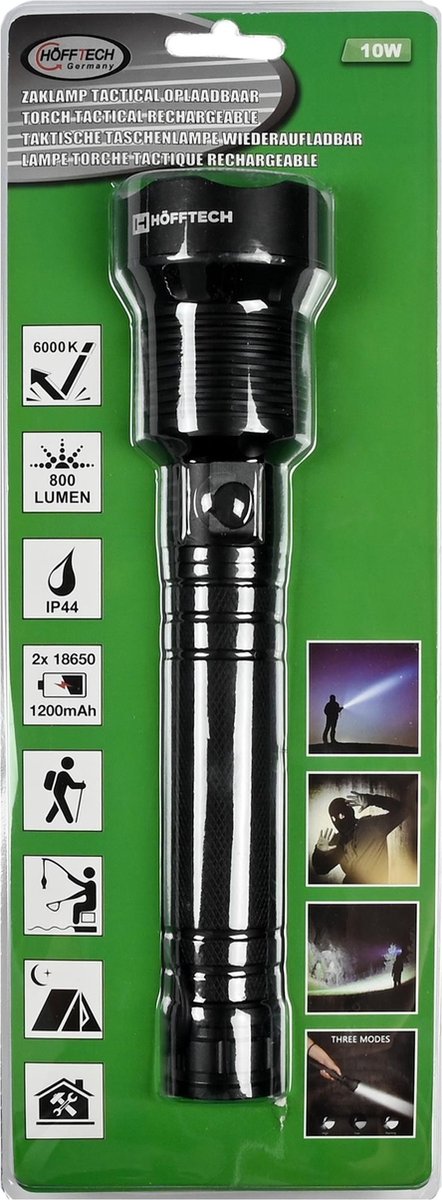 Krachtige 10W zaklamp - USB-zaklamp,6000k - p50 lantaarn,  jachtlamp, handlicht