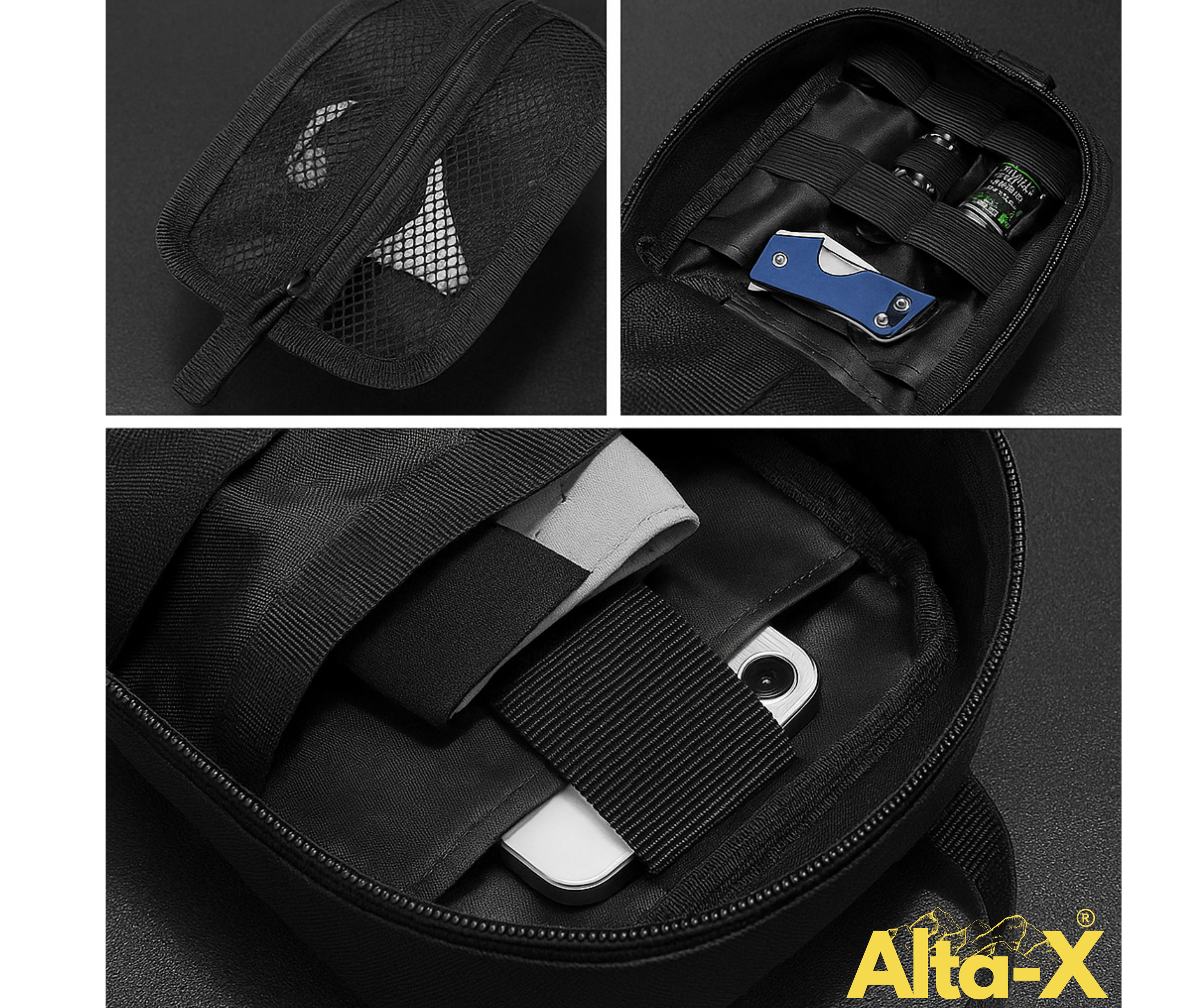 Alta-X - Tactische Heuptassen, Molle EDC Pouch - Wandelen, Kamperen, Reizen-Zwart