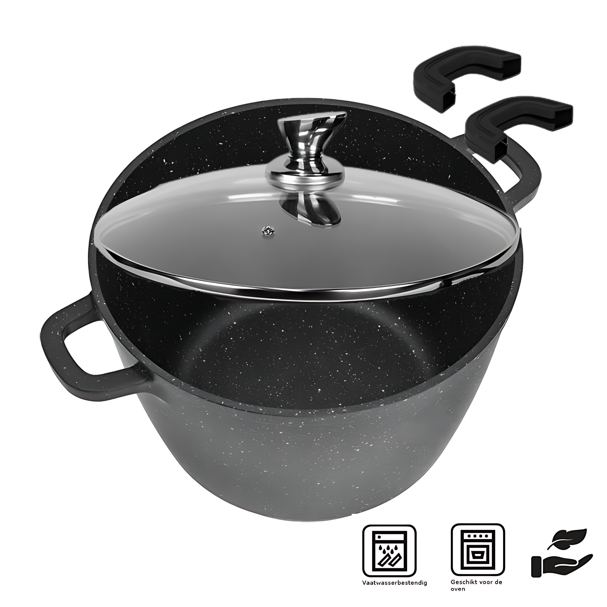 Royal Cuisine Amsterdam Soeppan 24cm  inductie - Steencoating - koudgrepen – zwart
