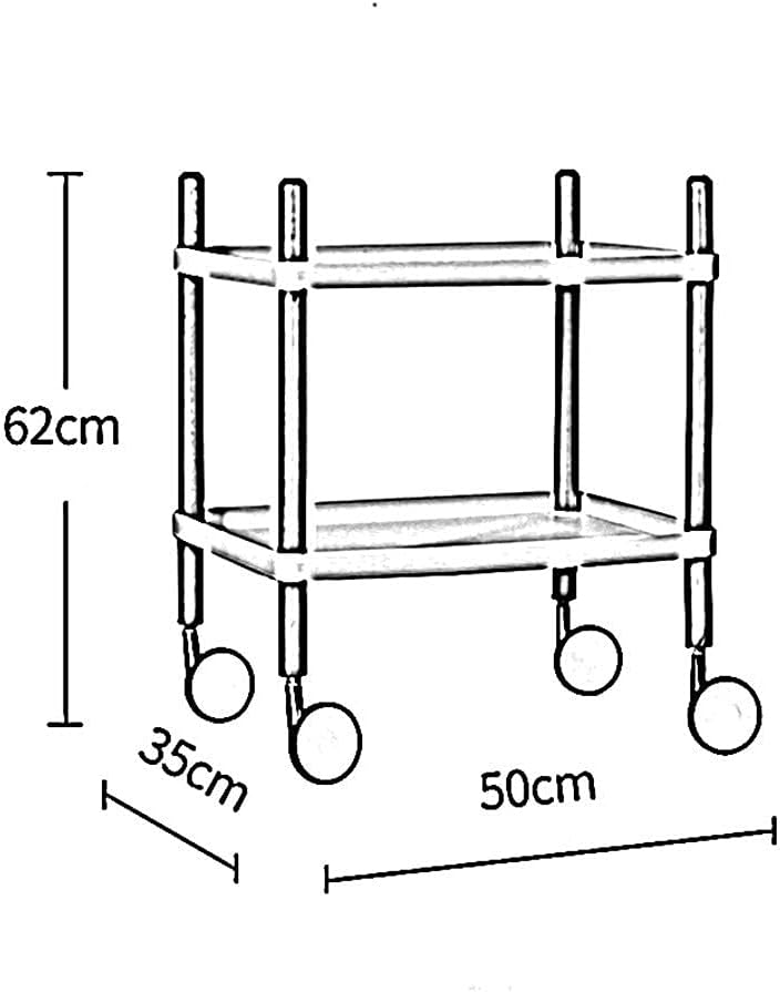 Dinu Disign - Barwagen - bijzettafel Massief beukenhout - Grijs - woonkamer -minimalistisch - Opbergrek Serveerwagen Keuken Trolley Eiland Trolley 2 lagen Massief Houten Trolley Multifunctionele Trolley Universele Wielen