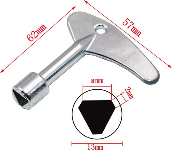 Driehoek sleutel 60 x 55 mm
