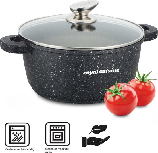 Royal Cuisine Amsterdam pan 40cm 19.5 Liter inductie met deksels -Steencoating - koudgrepen – zwart