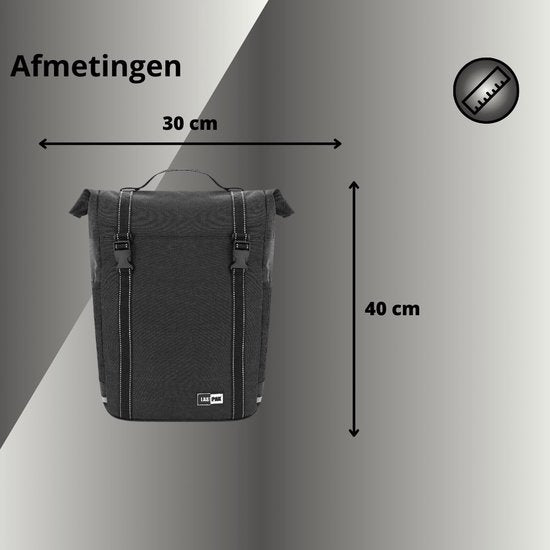 Fietstas Enkel Zwart - Waterafstotend - 15L - Handige Haken en Klittenbandsluiting - Inclusief Ritsvakje en Kliksluiting