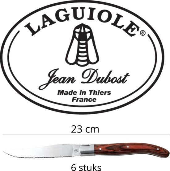 Laguiole steakmessen 6 delig i houten koffer
