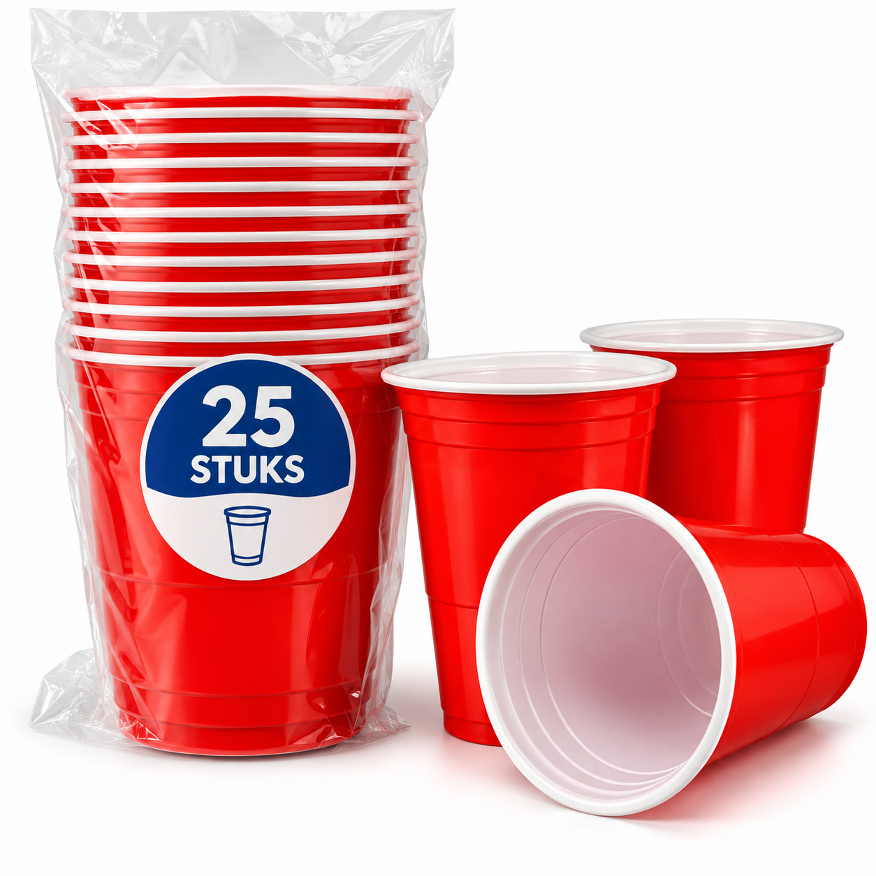 25x Red Cups - Rode Feestbekers 473ml