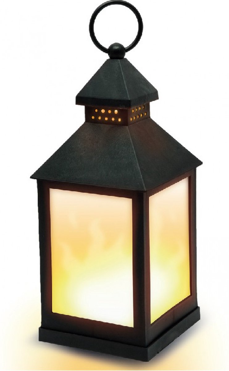 LED lantaarn met flame effect 10,5 x 10,5 x 24 cm