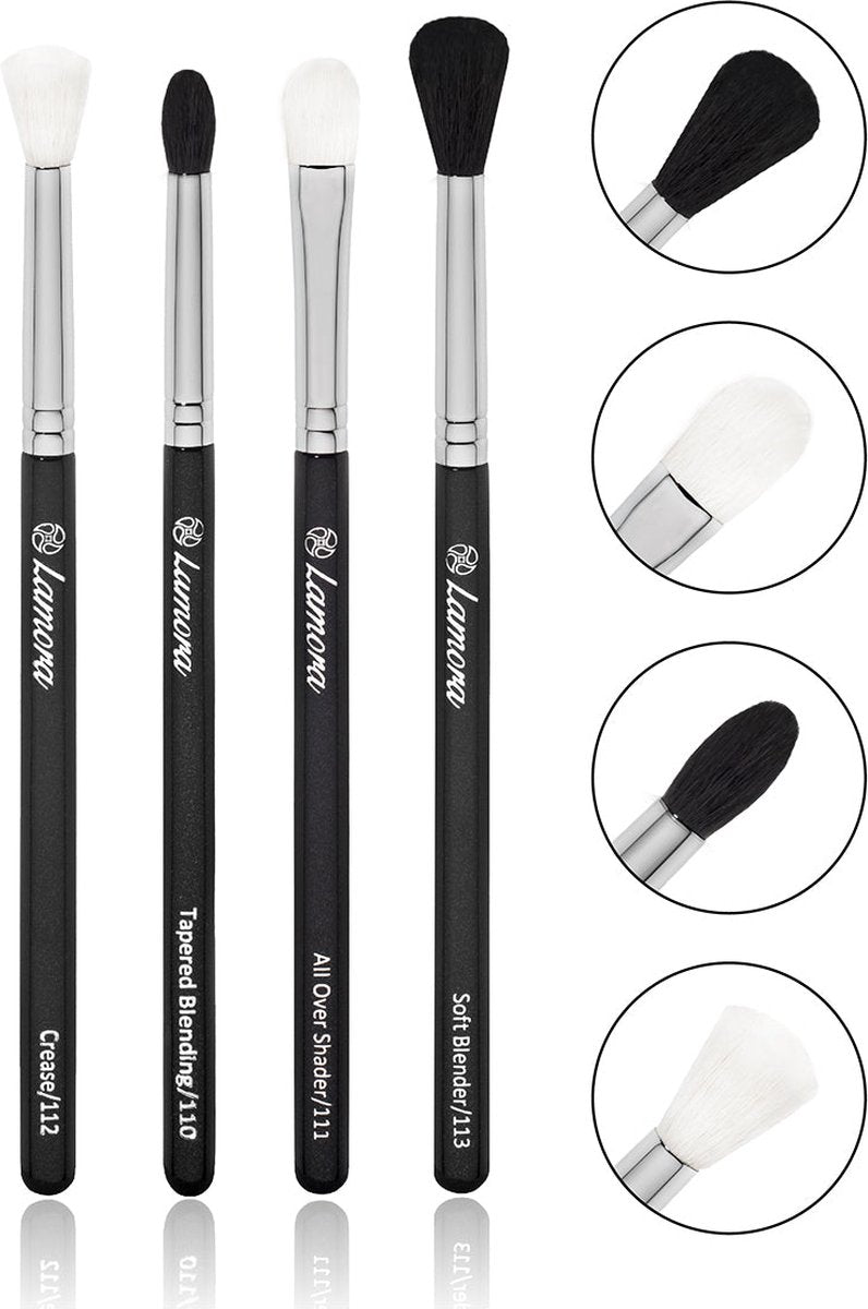Lamora Oogschaduw Blending Kwasten Set – 4-Delig | Vegan & Cruelty Free