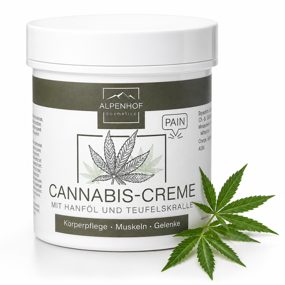 Alpenhof Cannabis Crème 125ml – Spieren, Gewrichten & Huidverzorging | Hennepolie & Menthol