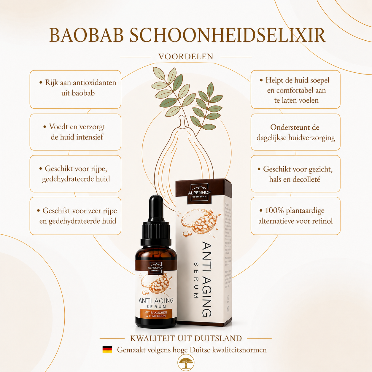 Alpenhof Anti-Aging Gezichtsserum - Met Baobab Extract & Beta Glucan - Anti-Rimpel Serum voor Droge en Rijpe Huid - 30 m