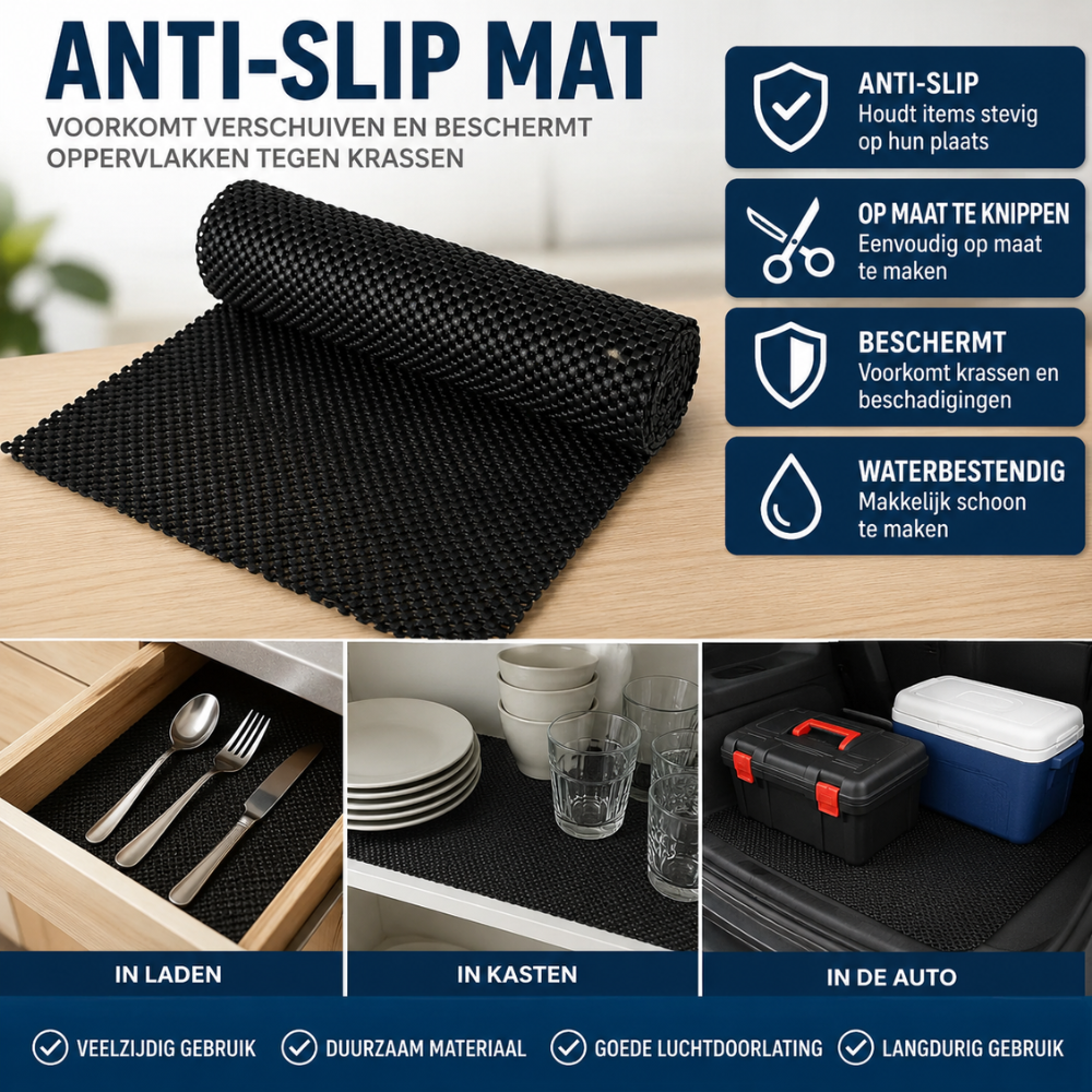 Anti-Slip Mat 30 x 125 cm – Op Maat Knipbaar | Dashboard, Lade & Vloerkleed