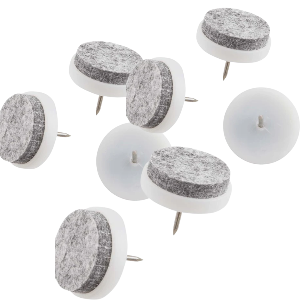 Antikrasvilt met nagel 8 dlg 24 mm wit/ grijs