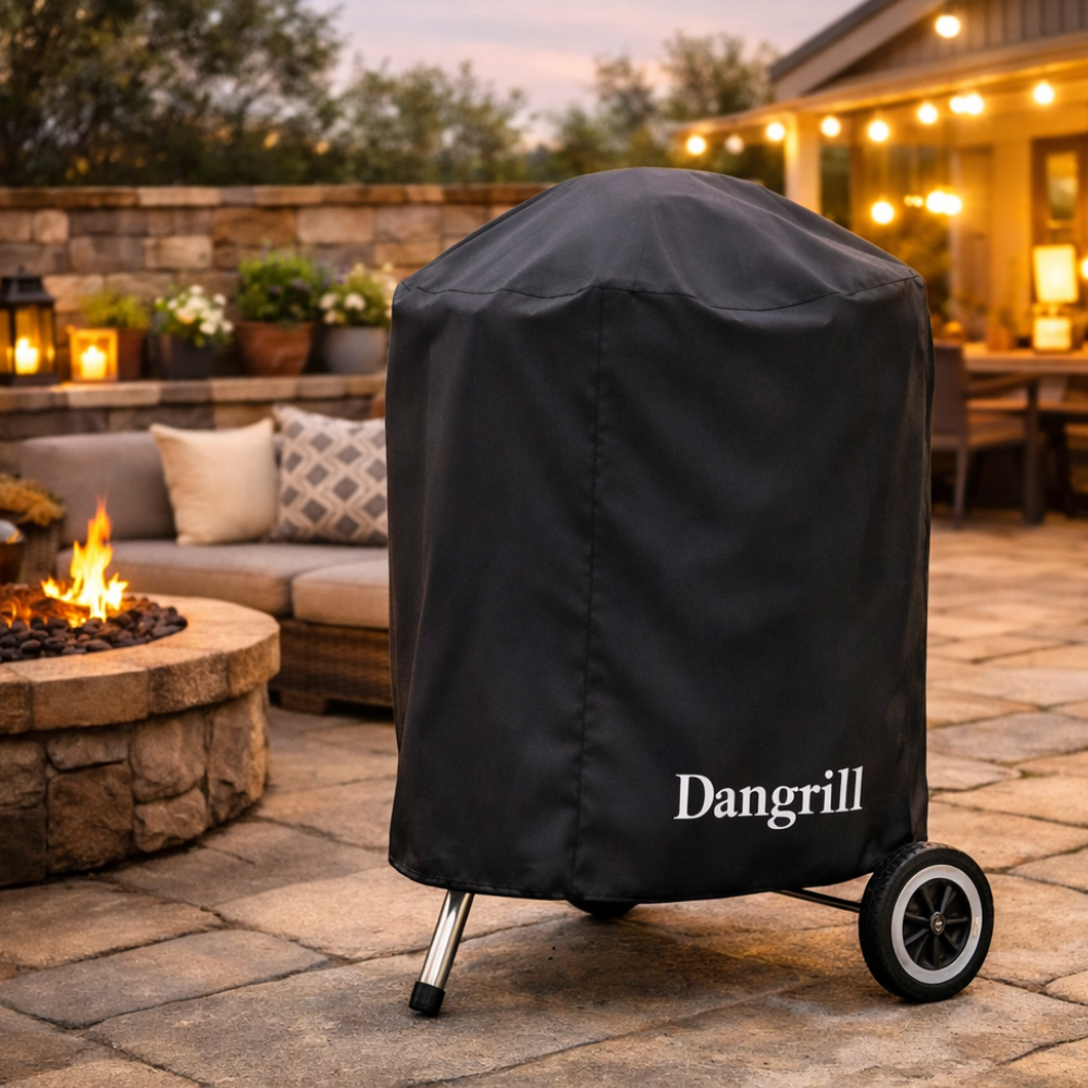 Universele Barbecue Hoes Rond - ø 57cm - Berschermhoes BBQ - Waterdicht met Trekkoord - Zwart