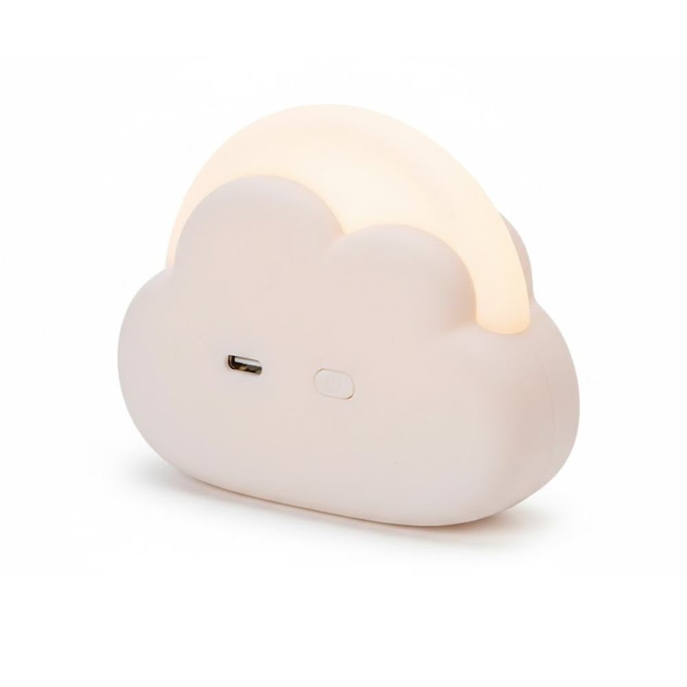 Nachtlampje Wit – oplaadbare LED-nachtlamp in wolkvorm met instelbare helderheid, 4 dimniveaus, siliconen kabel