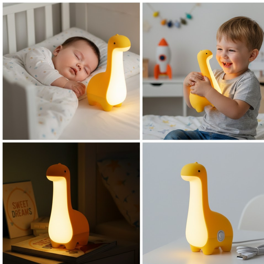 Baby Dinosaurus Nachtlampje – Oplaadbare LED Lamp – Leuke Slaapkamerdecoratie