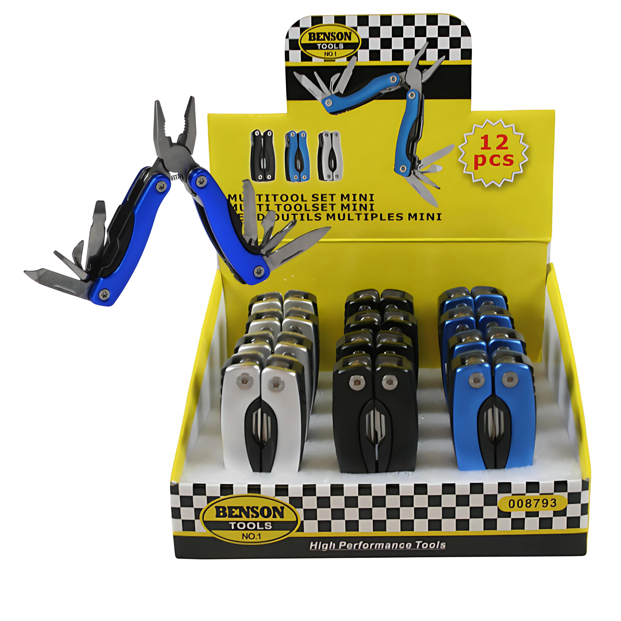 Benson Multitool set mini - 9 functies - robuust staal - 7 cm - modern design