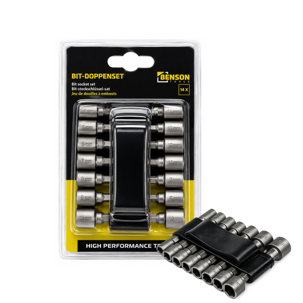 Bit- en Dopset 14-delig – Schroefbits & Doppen | MM & Inch | DHZ & Professioneel
