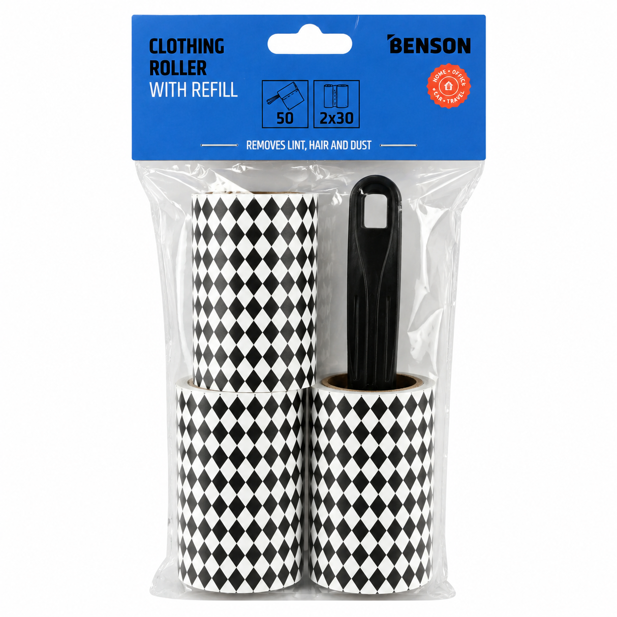 Kledingroller Set 3-delig – 110 Kleefvellen – Pluisroller met 2 Navulrollen