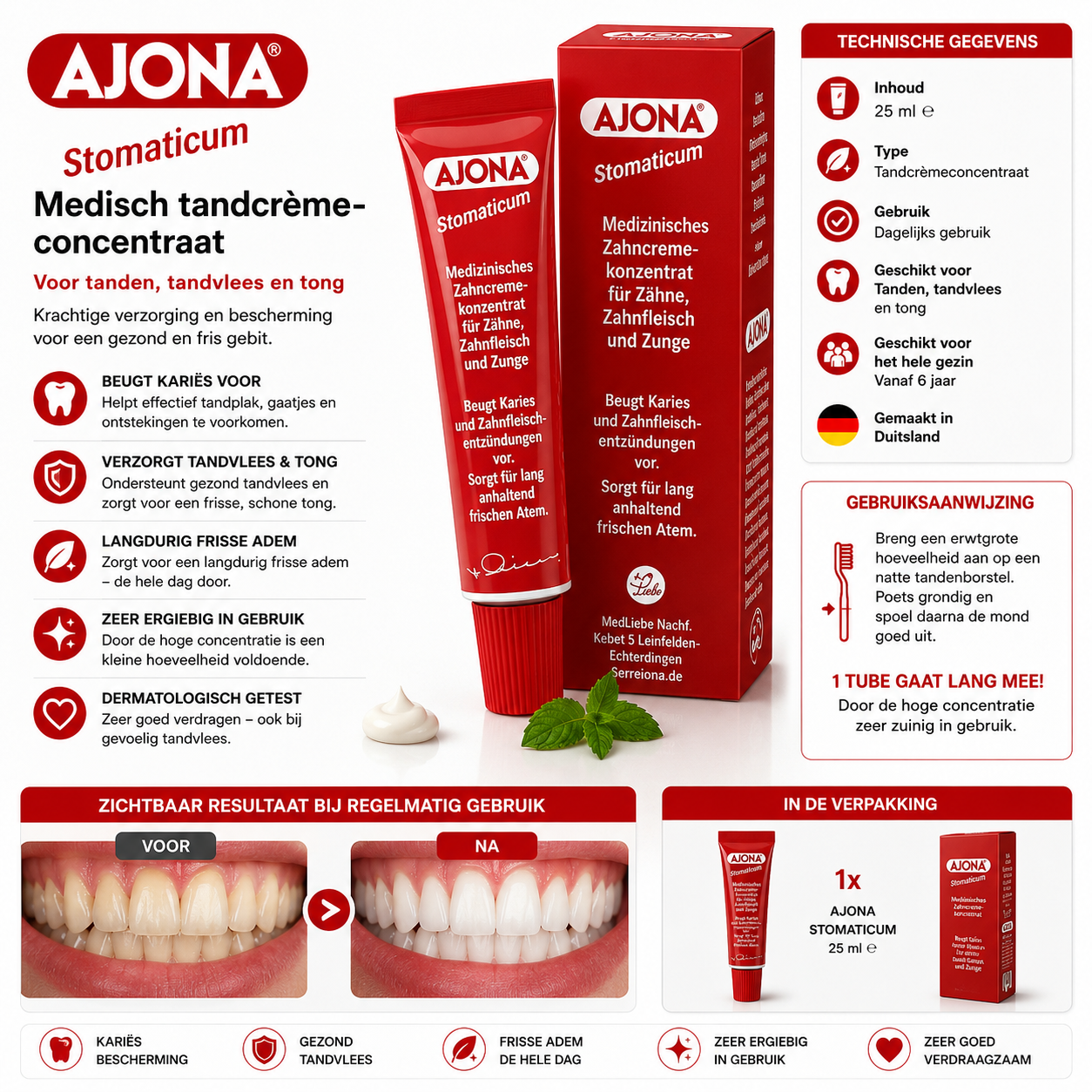 Ajona Stomaticum Tandpastaconcentraat 25ml — Anti-Cariës & Gezond Tandvlees
