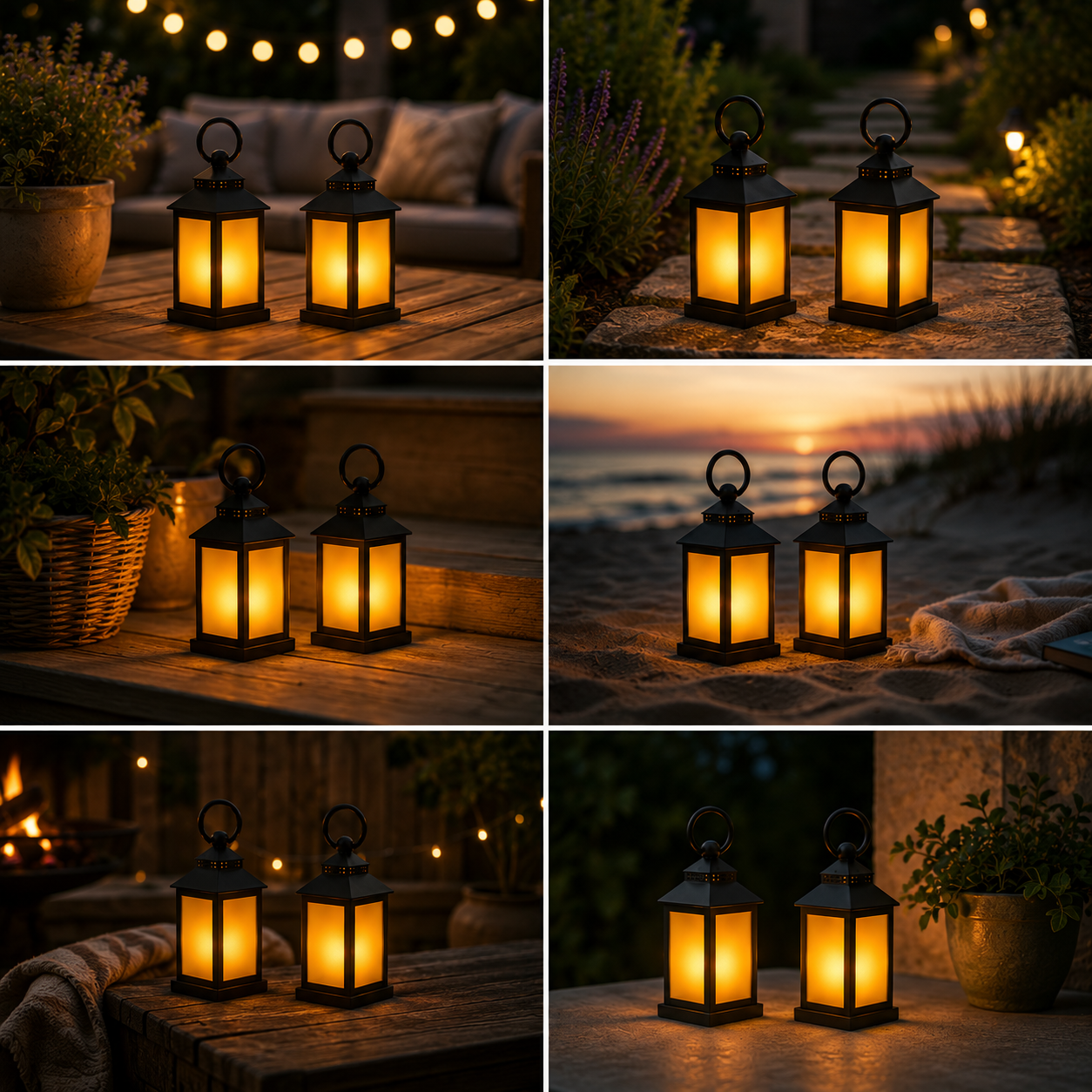 LED lantaarn met flame effect 10,5 x 10,5 x 24 cm