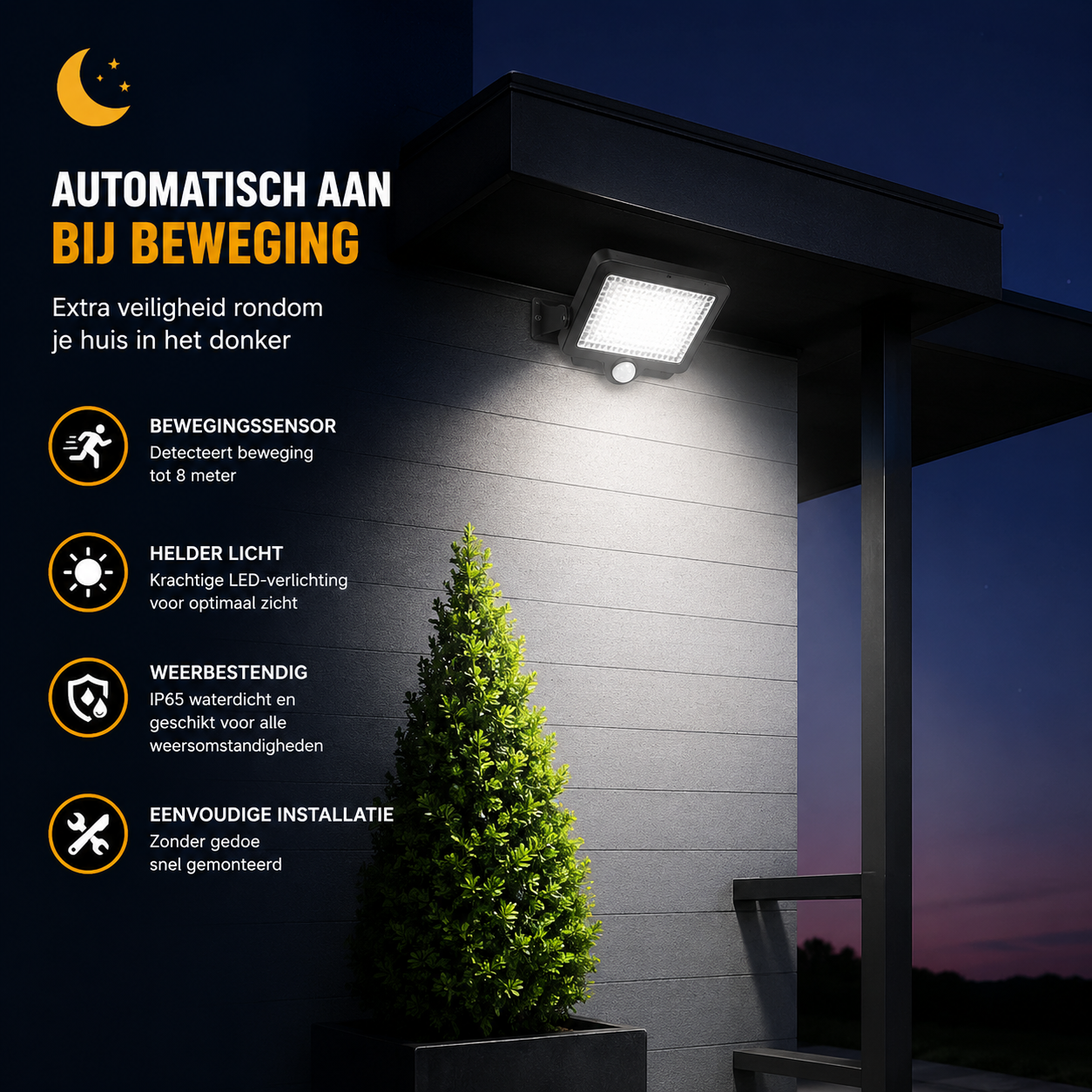 LED Buitenlamp Solar - zonne-energie - bewegingssensor en los zonnepaneel