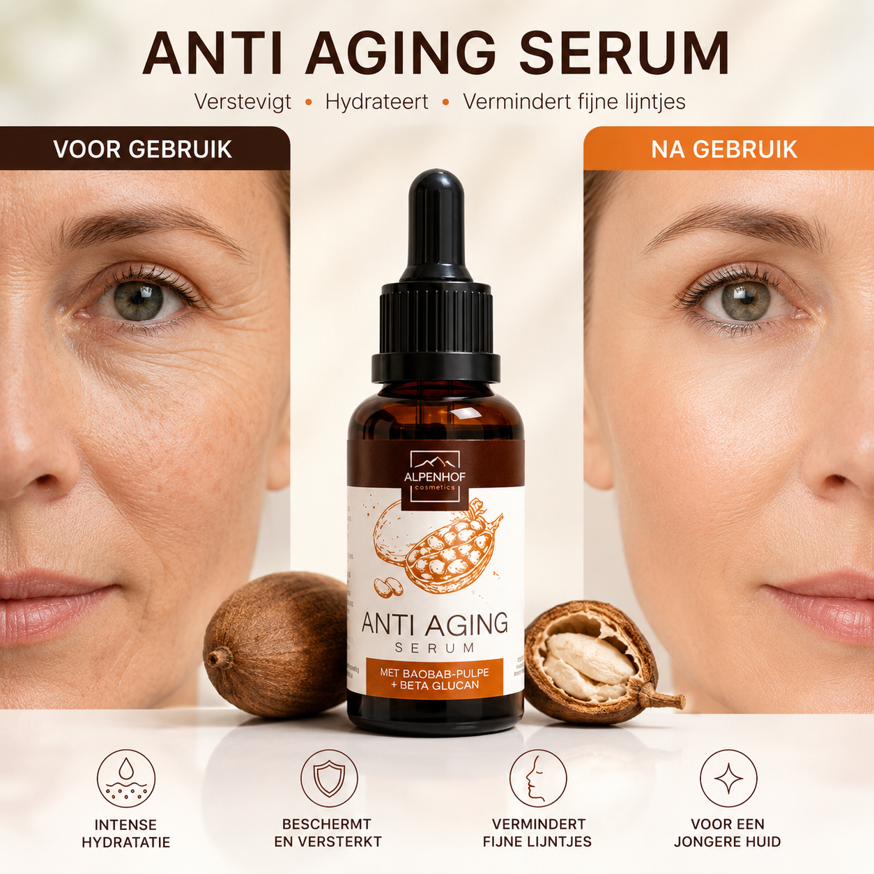 Alpenhof Anti-Aging Serum 30 ml – Met Baobab Extract – Voor Rijpe en Gedehydrateerde Huid