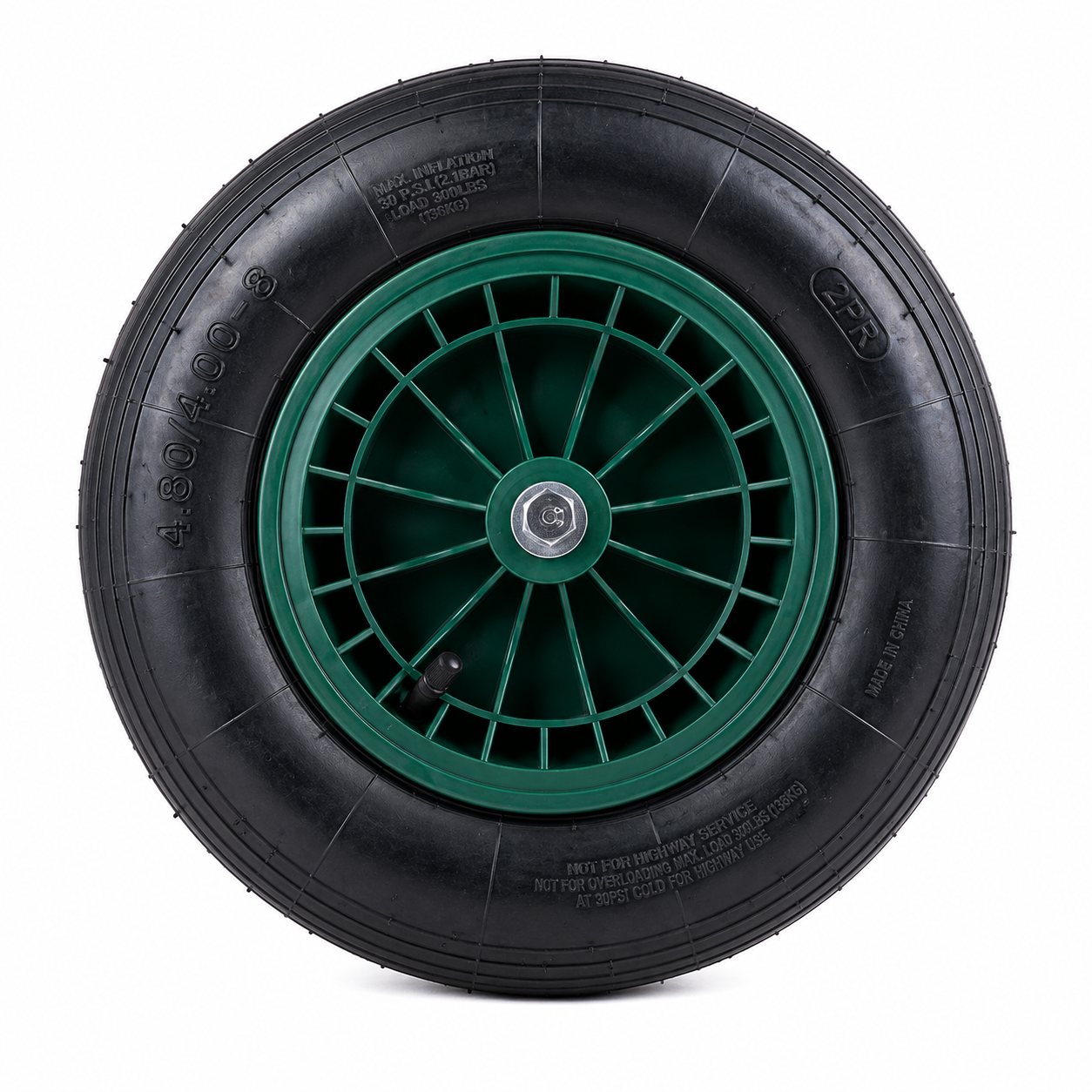 Kruiwagenwiel Complete Set Met As – 400×100 mm – 180 kg – Luchtband