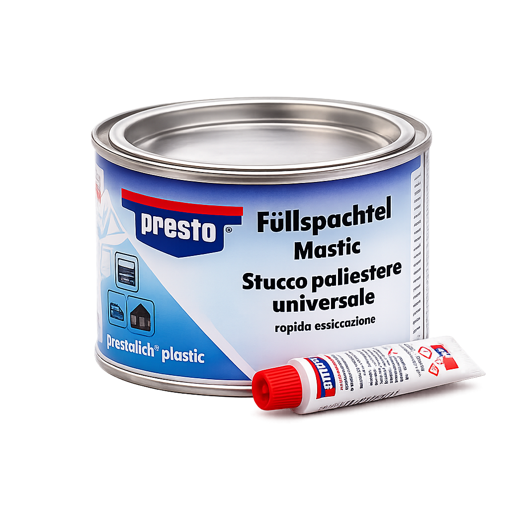 Presto Polyesterplamuur – 1 kilo – 2-Component Plamuur – Voor Metaal, Hout, Beton, Kunststof