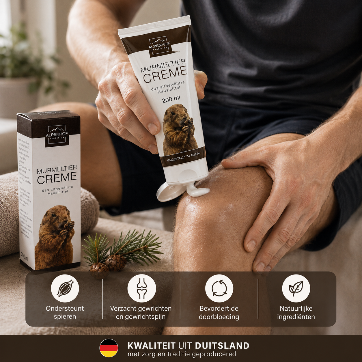 Alpenhof Murmeltiersalbe / Marmot Crème - Intensieve Spierbalsem - Tegen Stijve Spieren & Gewrichten - 200ml - Tube