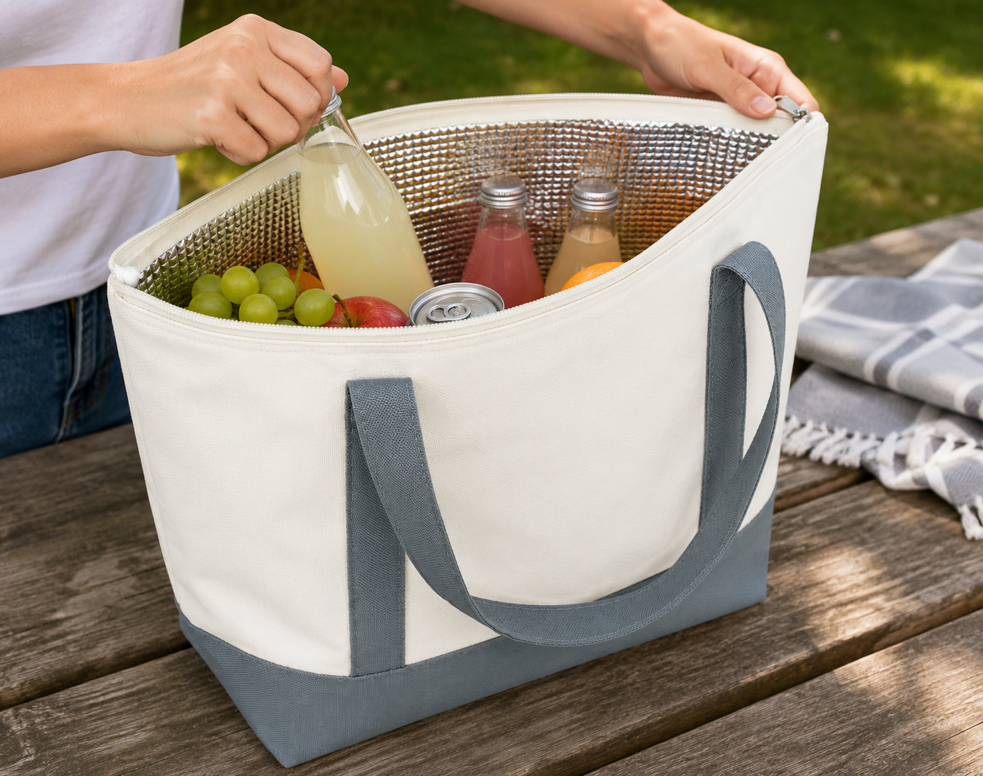 Koeltas 12 Liter Beige – Ideaal voor Picknick, Strand & Onderweg