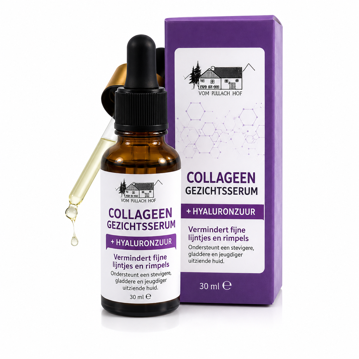 Pullach Hof Collageen Serum 30ml – Met Hyaluronzuur | Vegan Gezichtsserum | Gemaakt in Duitsland