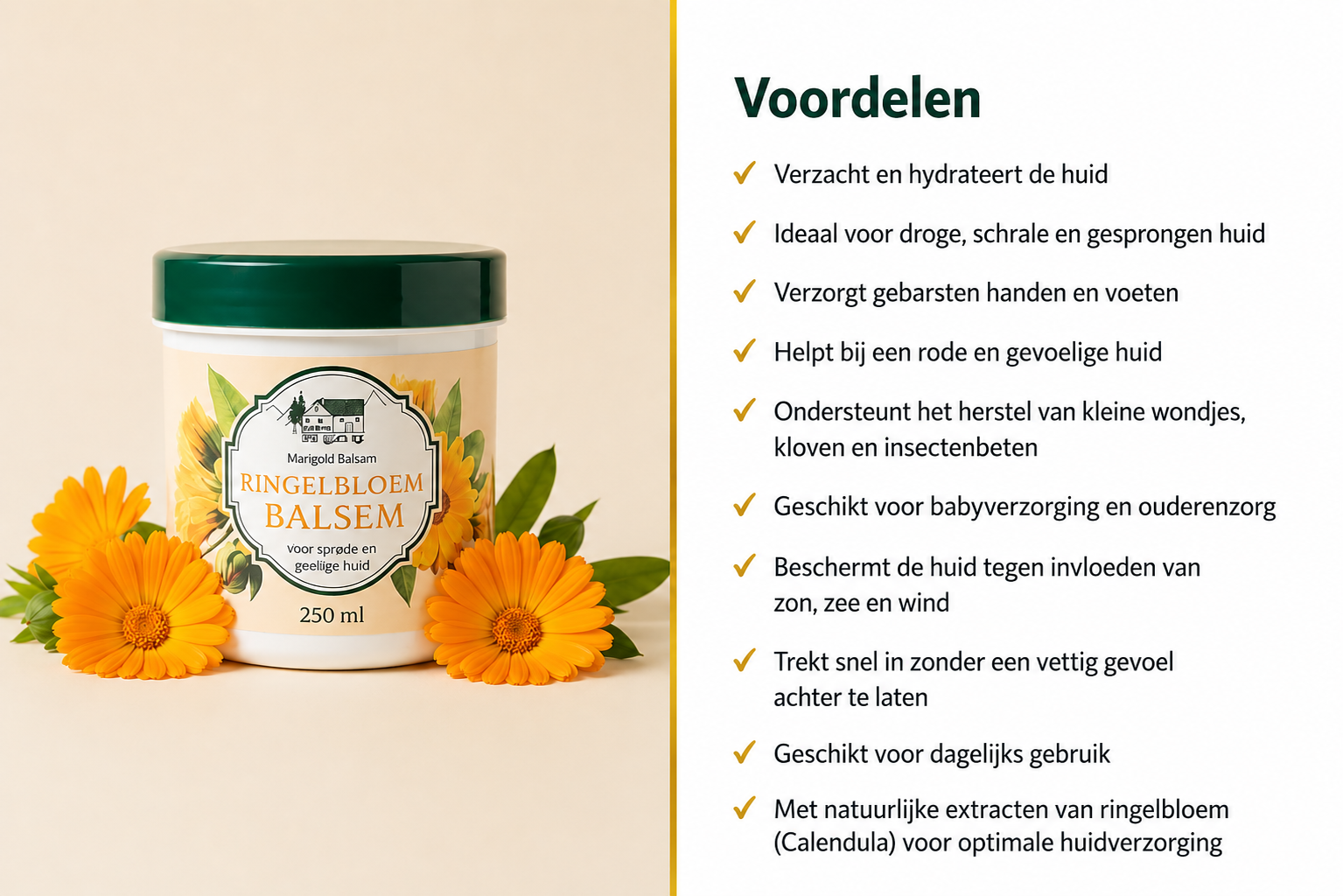 Vom Pullach Hof Ringelblumen Balsem 250 ml - Calendula Balsem - Intensieve Verzorging voor Droge en Gevoelige Huid