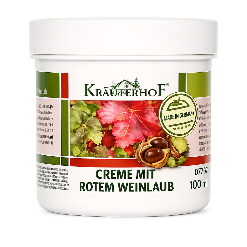 Kräuterhof Crème met Rode Wijnblad 100 ml – Hydraterende Huidcrème – Made in Germany