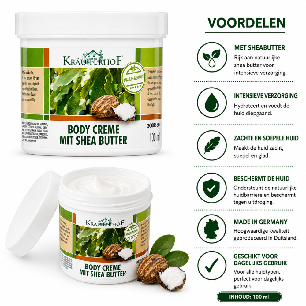 Kräuterhof Crème met Sheaboter 100 ml – Hydraterende Huidcrème met Sheaboter – Made in Germany