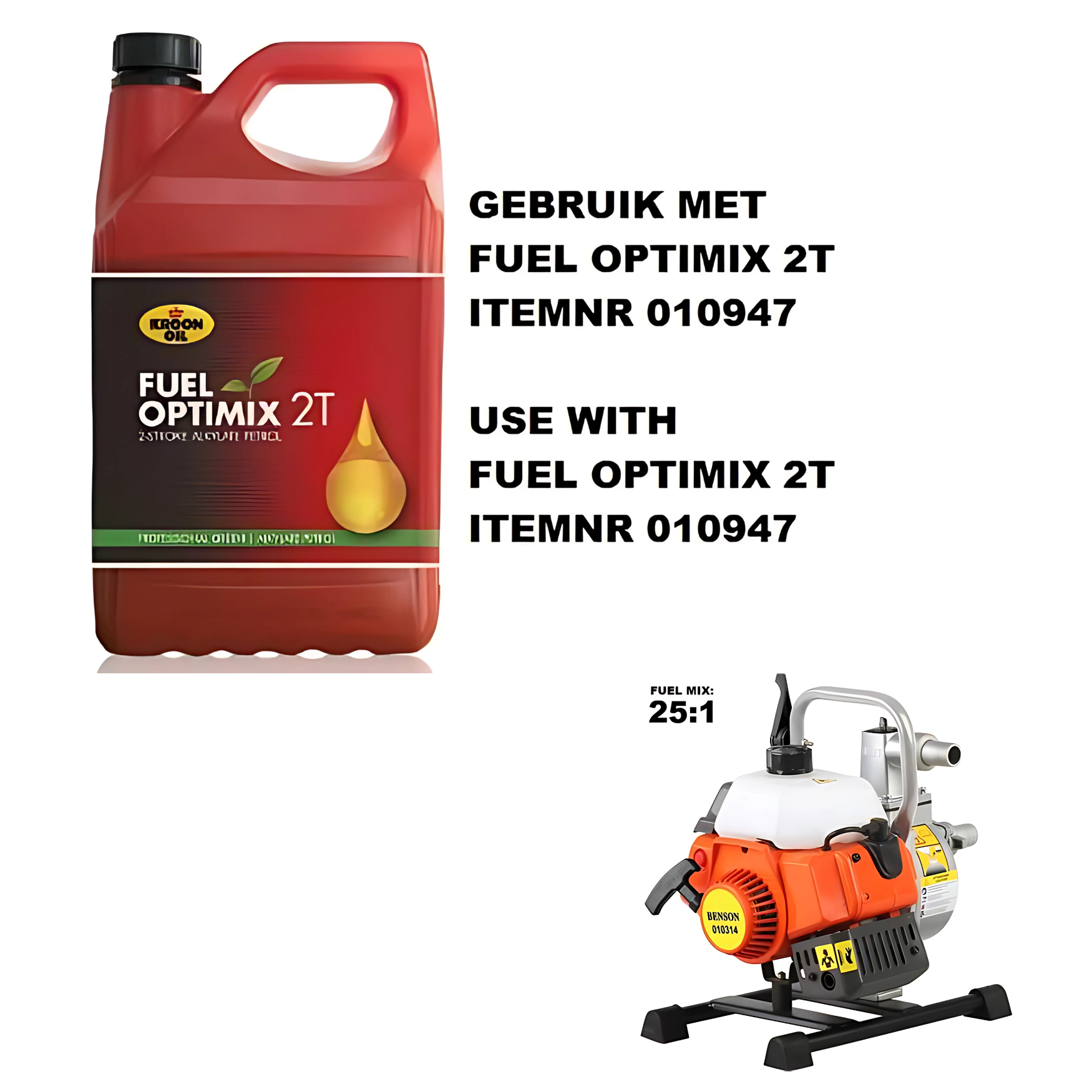 Benson Waterpomp 13.000 l/u 40 cc 1,45 kW 2-takt - benzine motor 7000 toeren