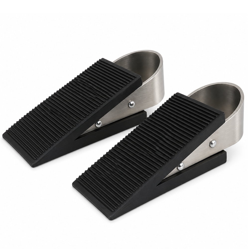 Deurstopper Rubber Wigmodel met RVS Beugel – 2 Stuks