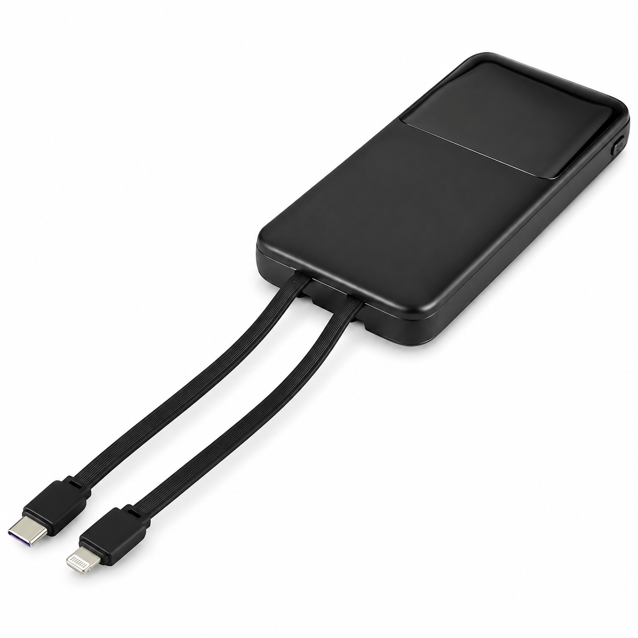 Powerbank 10.000 mAh met Display en USB-C- & Lightning-kabel – Zwart