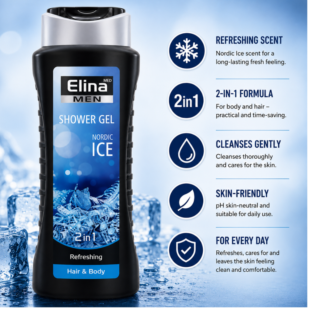 Elina Nordic Ice 2-in-1 Douchegel 300 ml | Douchegel & Shampoo voor Mannen